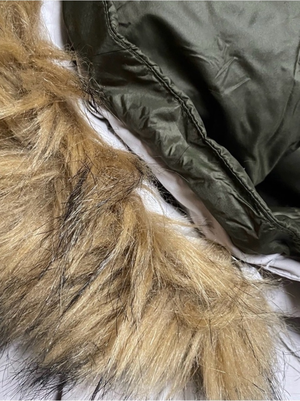 Apt. 9 Ivory Cream Hooded Anorak Puffer Parka Jacket Coat with Faux Fur Trim - Picture 7 of 9